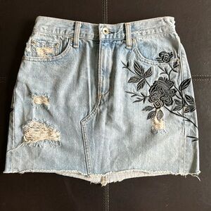Rag and Bone Distressed High Waist Embroidered Mini Skirt 25